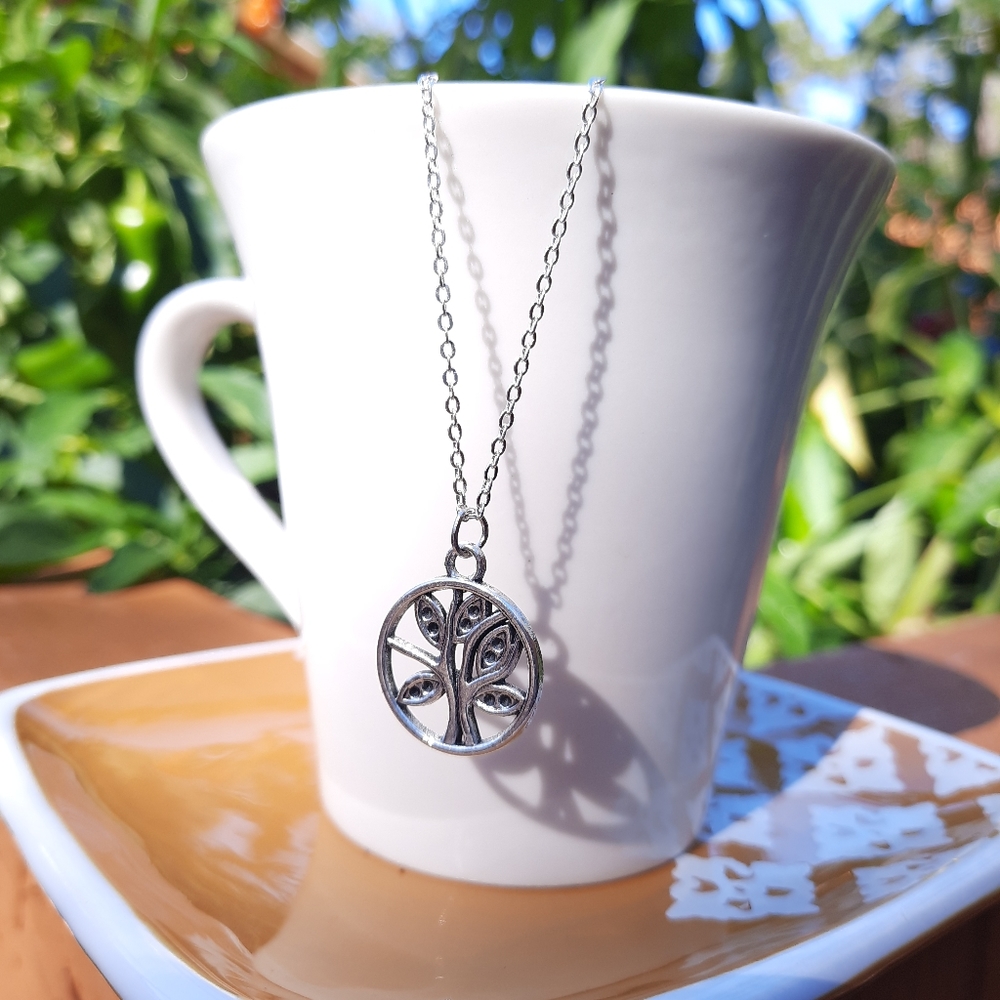 Modern Tree Pendant & Silver Chain Necklace